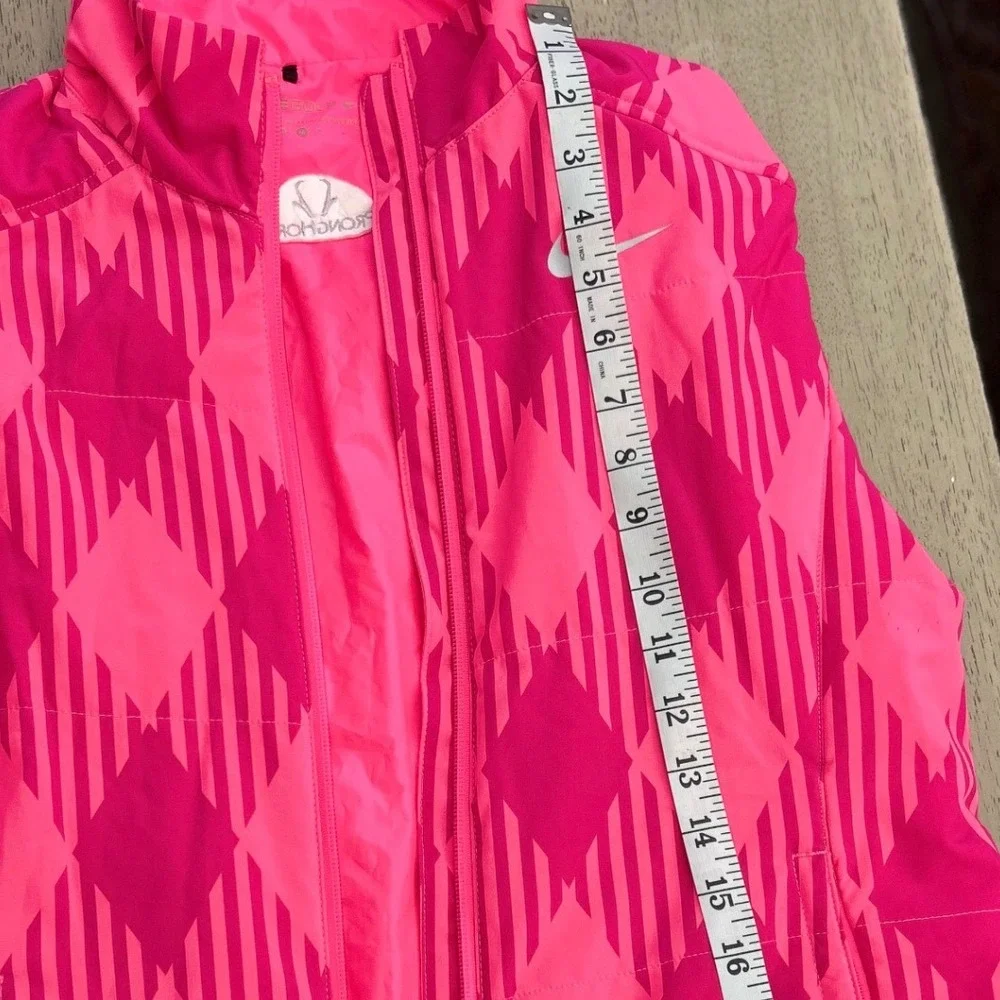 Nike Golf Sport Women Pink Argyle Full Zip Quilted Vest Medium Pronghorn Logo